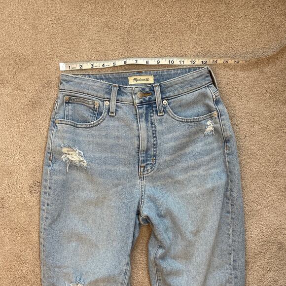 Madewell The Curvy Mom Jean Size 26 Light Wash Straight Distressed High Rise - Picture 6 of 8